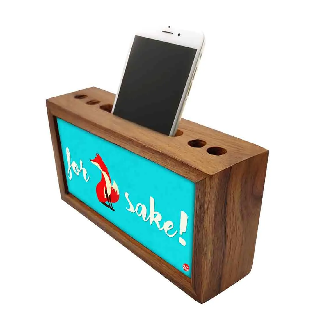 Teak Wood Pen Mobile Stand Organizer- For Sake