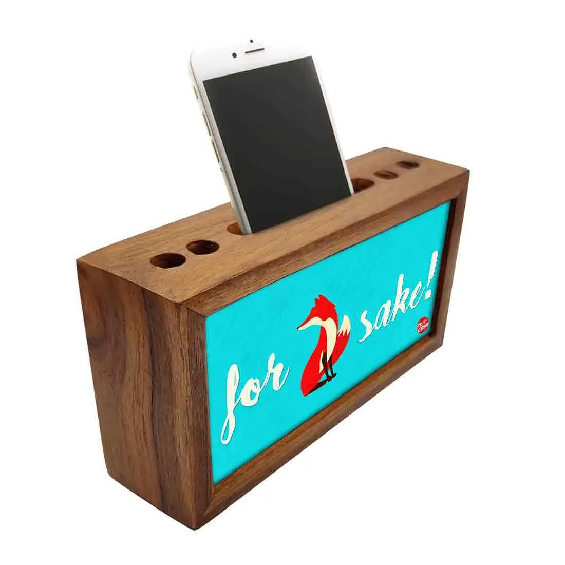 Teak Wood Pen Mobile Stand Organizer- For Sake