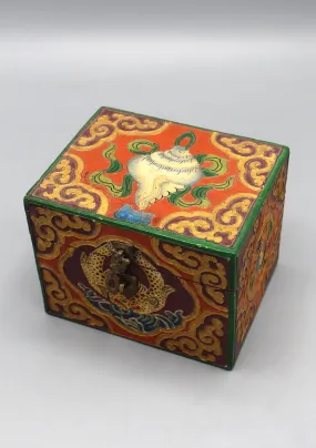 Tibetan Lucky Symbols Conch Decorative Wooden Box