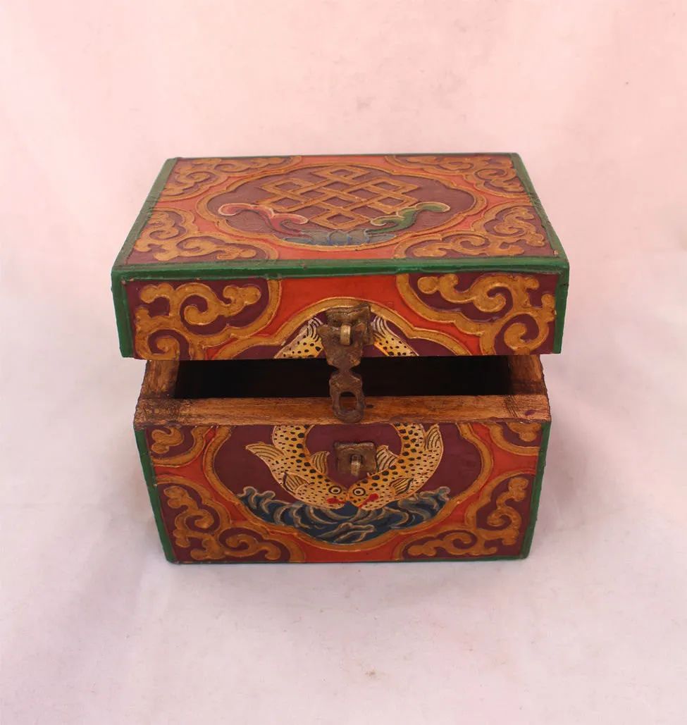 Tibetan Lucky Symbols Conch Decorative Wooden Box