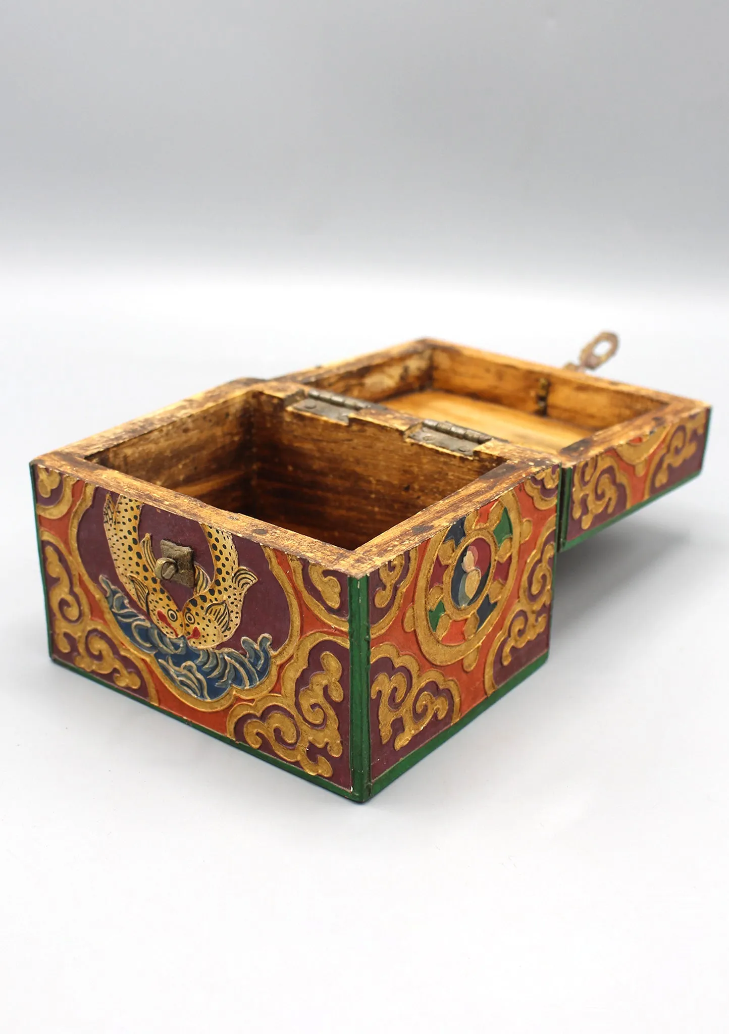 Tibetan Lucky Symbols Conch Decorative Wooden Box