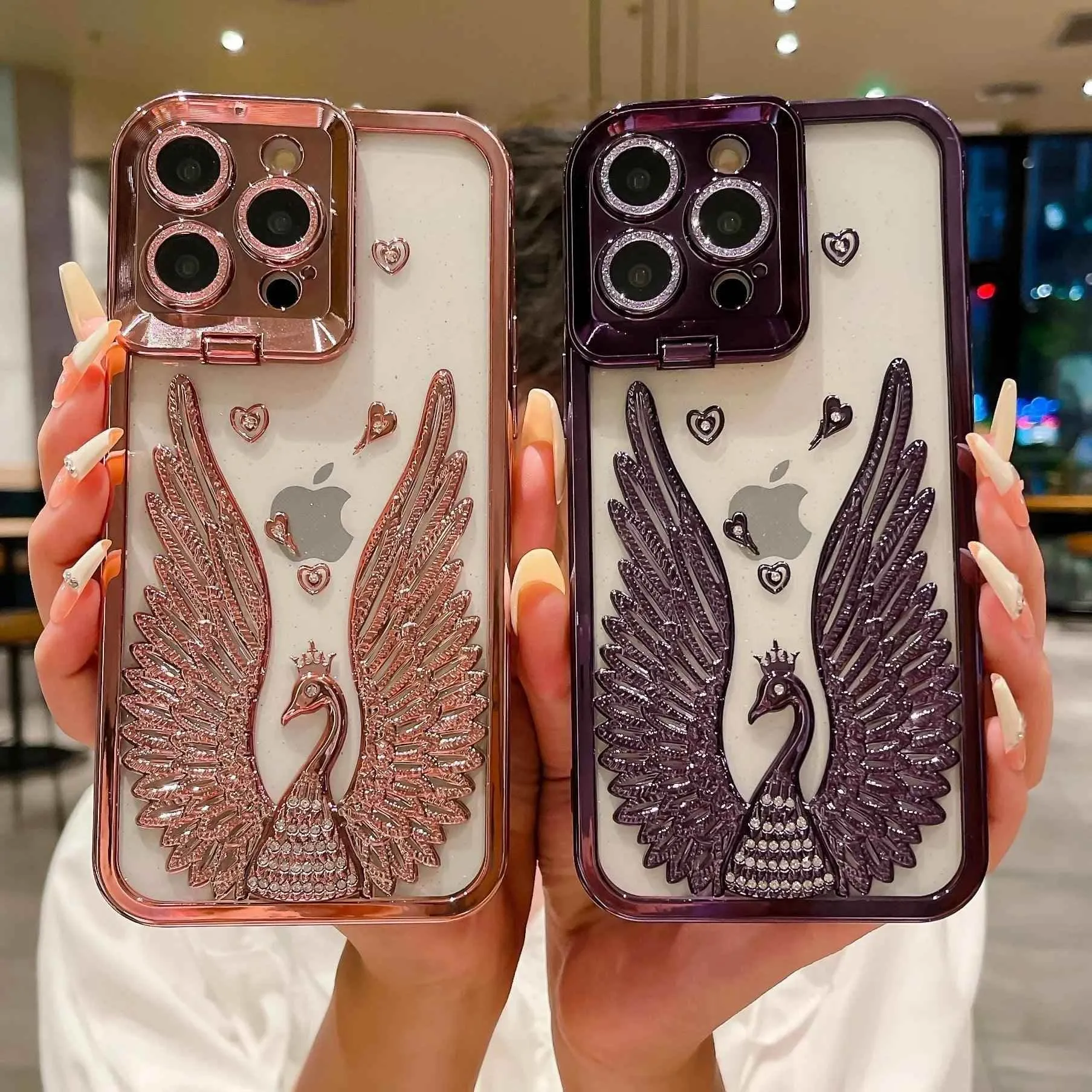 TSP8 Cute Phone Case for iPhone 15, 14, 13, 12 Pro Max, 15 Pro, and 11 - Angel Wings Transparent Cover