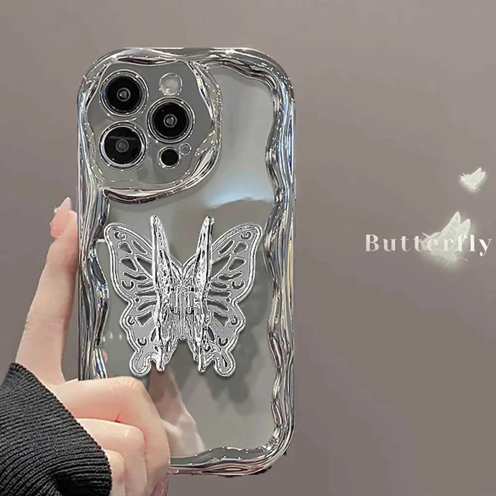 TSP96 Cute Phone Cases For iPhone models 11, 12, 13, 14, 15 Pro Max and 15 Plus - With Stylish Butterfly Stand Holder