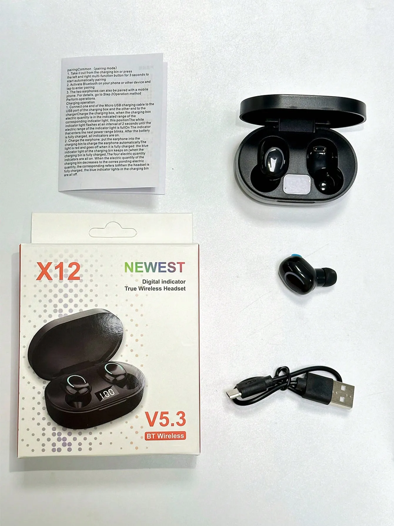 TWS Earphone Wireless 5.2 headphone Stereo Headset Mini Earbuds