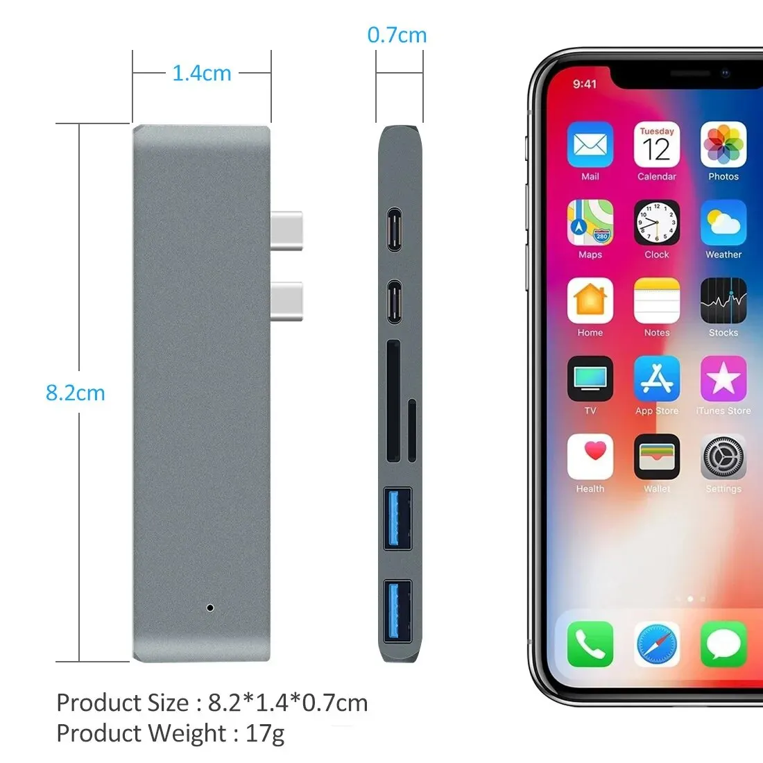 USB 3.1 Type-C Hub to HDMI Adapter 4K Thunderbolt 3 USB C Hub 3.0