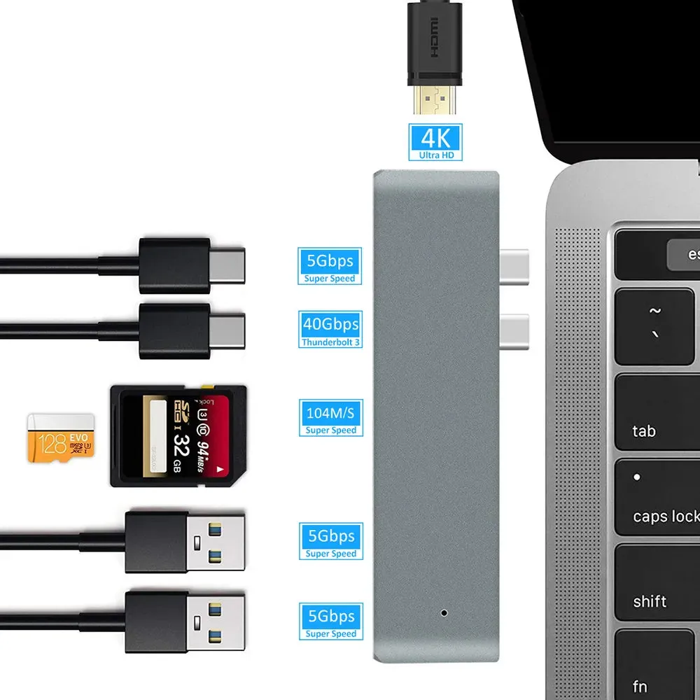 USB 3.1 Type-C Hub to HDMI Adapter 4K Thunderbolt 3 USB C Hub 3.0