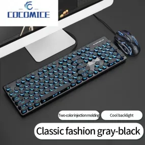 V8 Punk Mechanical Touch wired pink green Keyboard and Mouse Set Glow Game Computer Accessories Wholesale