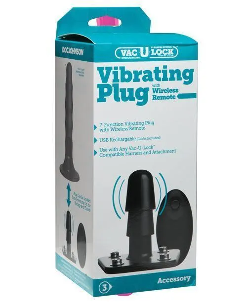 Vac-u-lock Vibrating Remote Plug W-snaps - Black