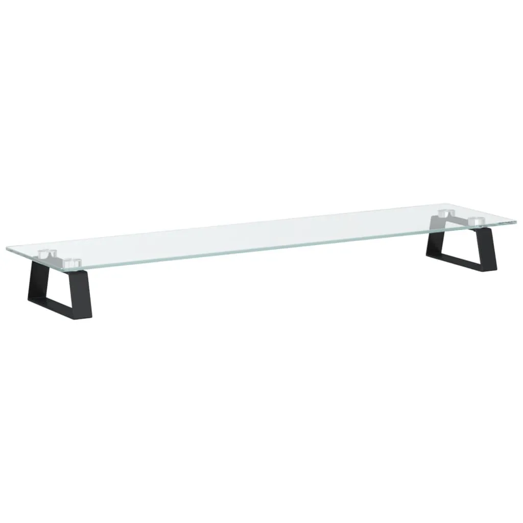 vidaXL Monitor Stand Black 80x20x8 cm Tempered Glass and Metal