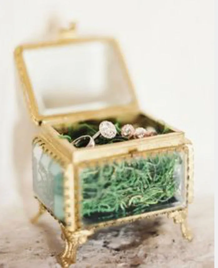 Vintage Small Ormolu Beveled Glass Jewelry Box