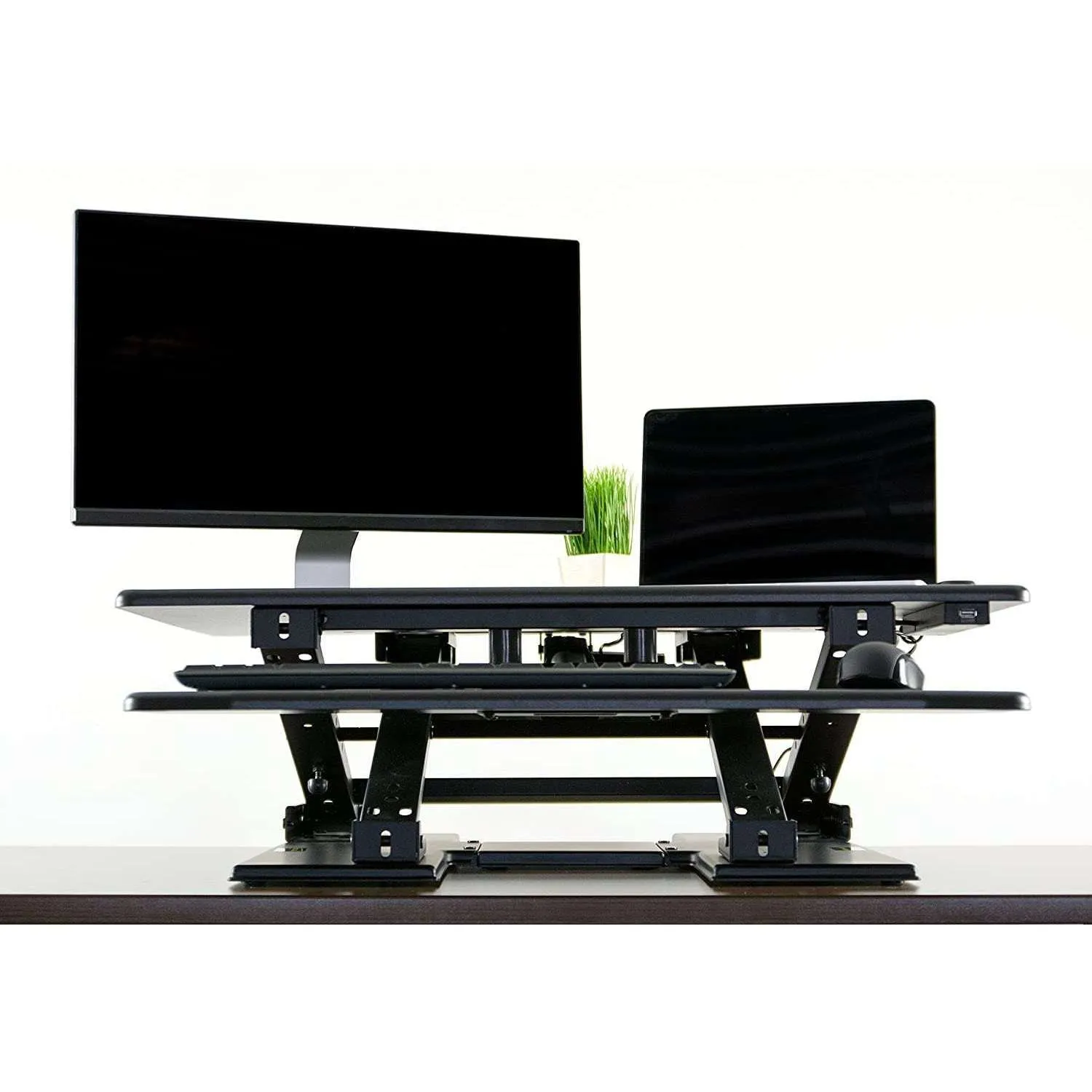 VIVO Black Electric Height-Adjustable Standing Desk Tabletop Monitor Riser, DESK-V000EE