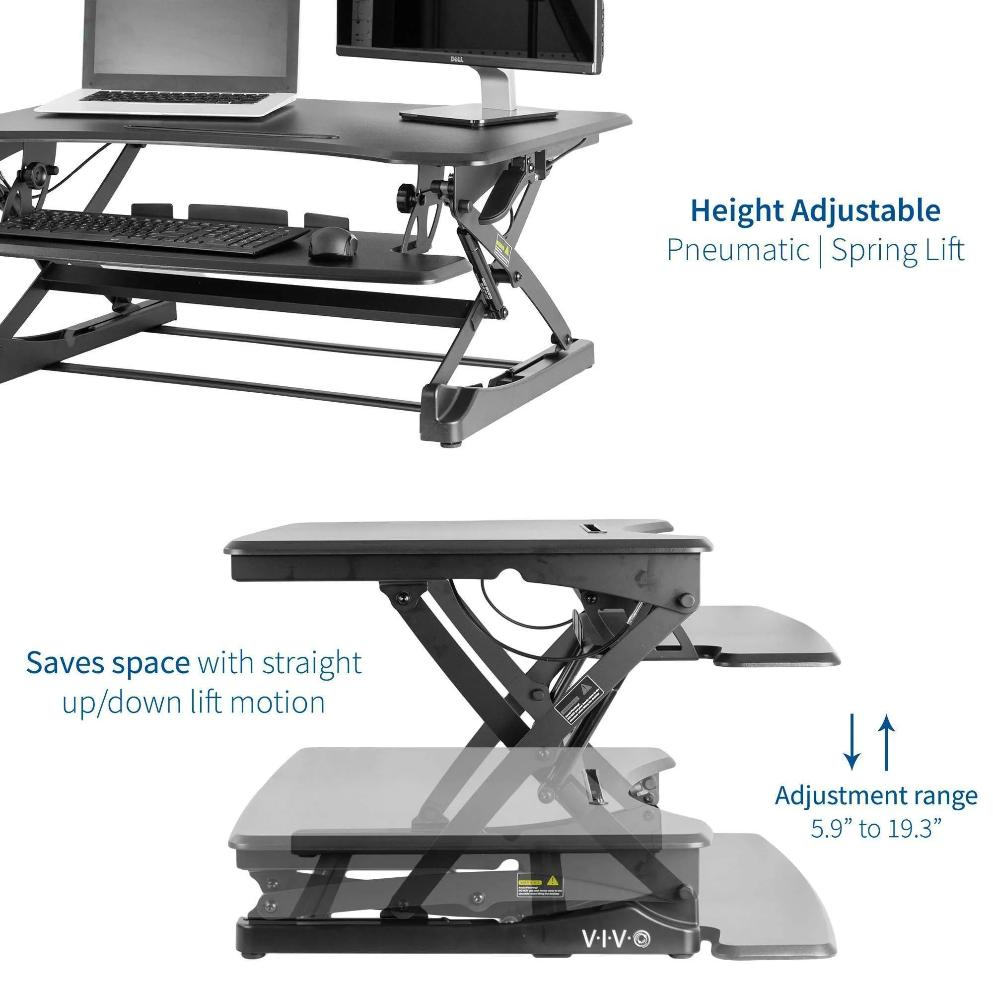 VIVO Black Height Adjustable 35" Standing Desk Monitor Riser,  DESK-V000Z