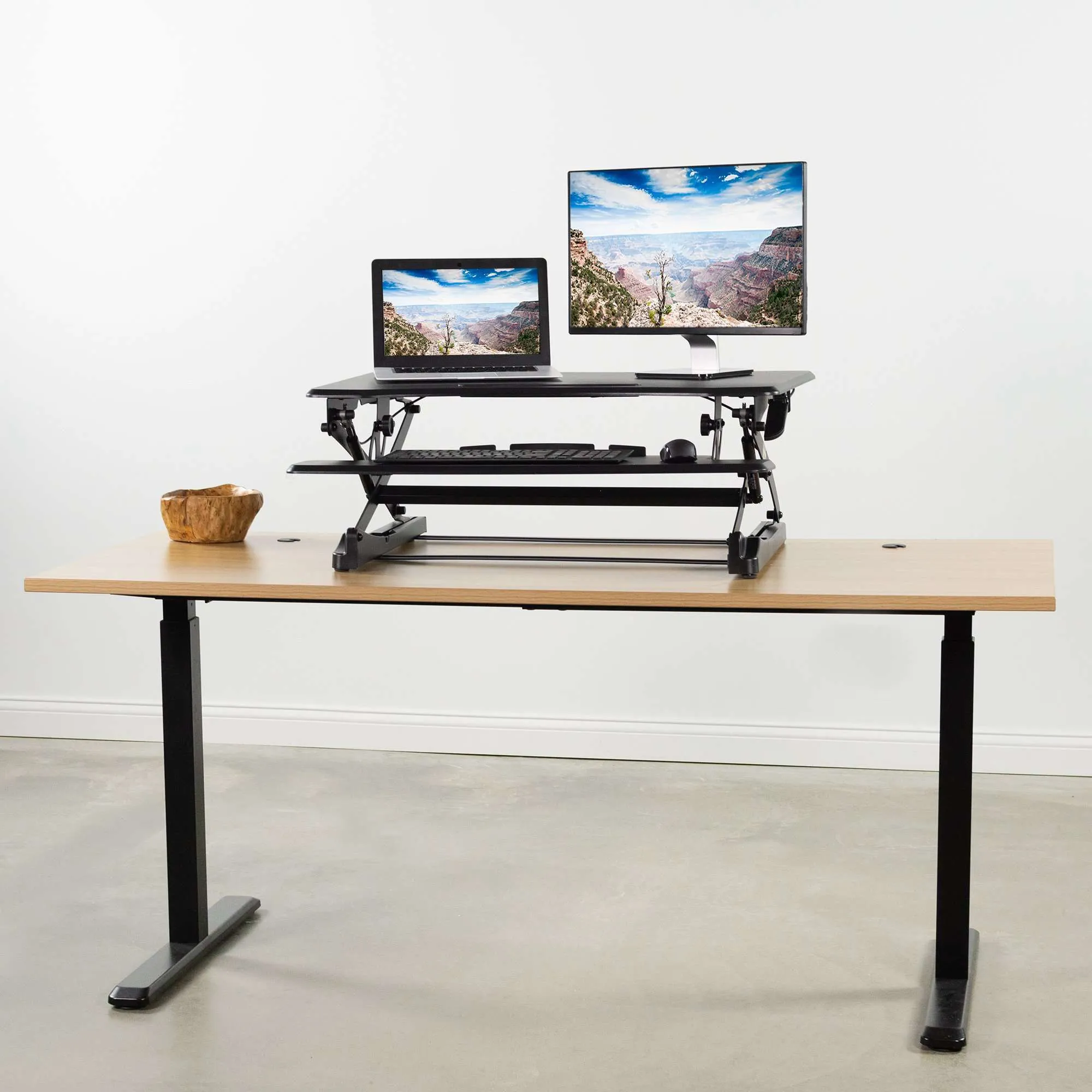 VIVO Black Height Adjustable 35" Standing Desk Monitor Riser,  DESK-V000Z