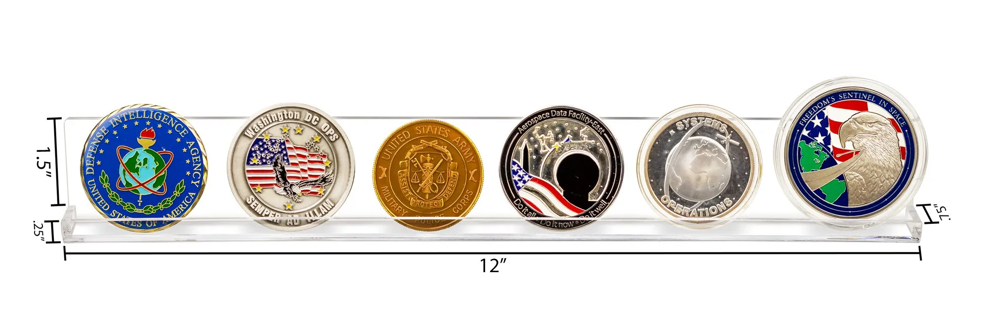 Wall-Mounted Floating Shelf for Collectible Challenge Coins