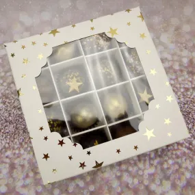 White Window Truffle Box with Gold Star (Kit with 5 Boxes)