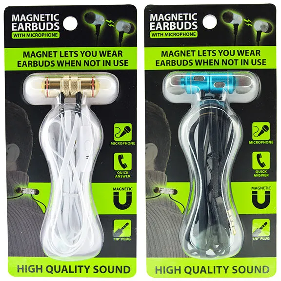 Wired Earbuds with Magnetic Connection - 6 Pieces Per Retail Ready Display 23800