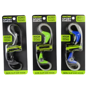 Wired Sport Earbuds With Mic  - 3 Pieces Per Pack 20777