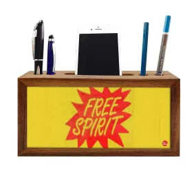 Wooden Desk Organizer Pen Mobile Stand - Free Spirit