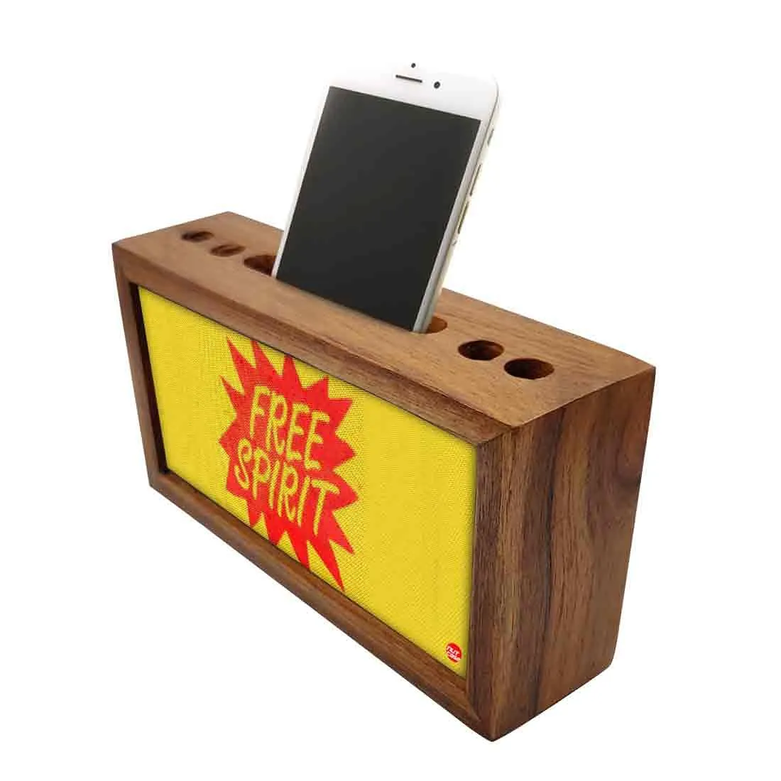 Wooden Desk Organizer Pen Mobile Stand - Free Spirit