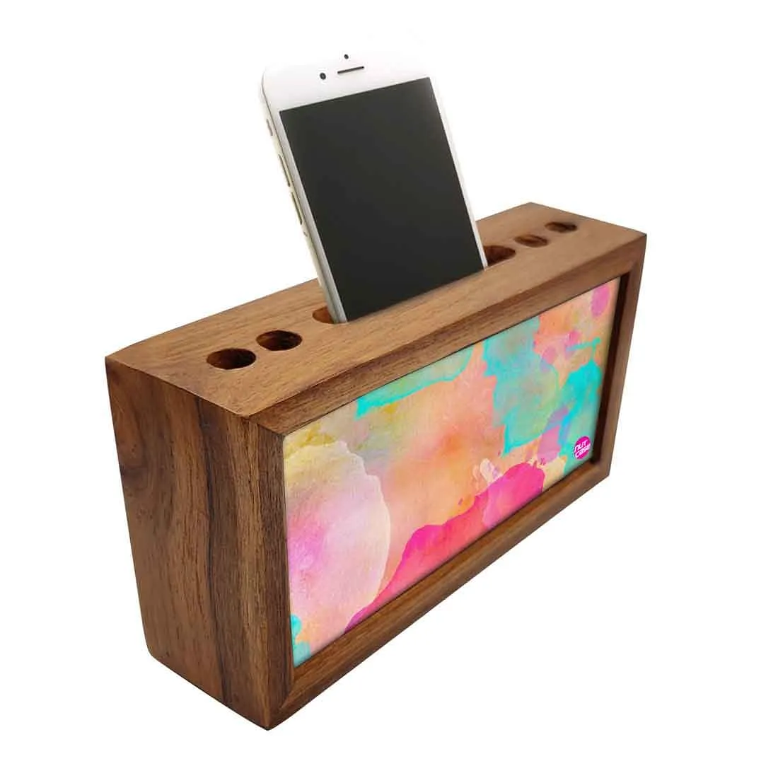 Wooden organizer for desk - Watercolors Paint Yellow