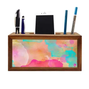 Wooden organizer for desk - Watercolors Paint Yellow