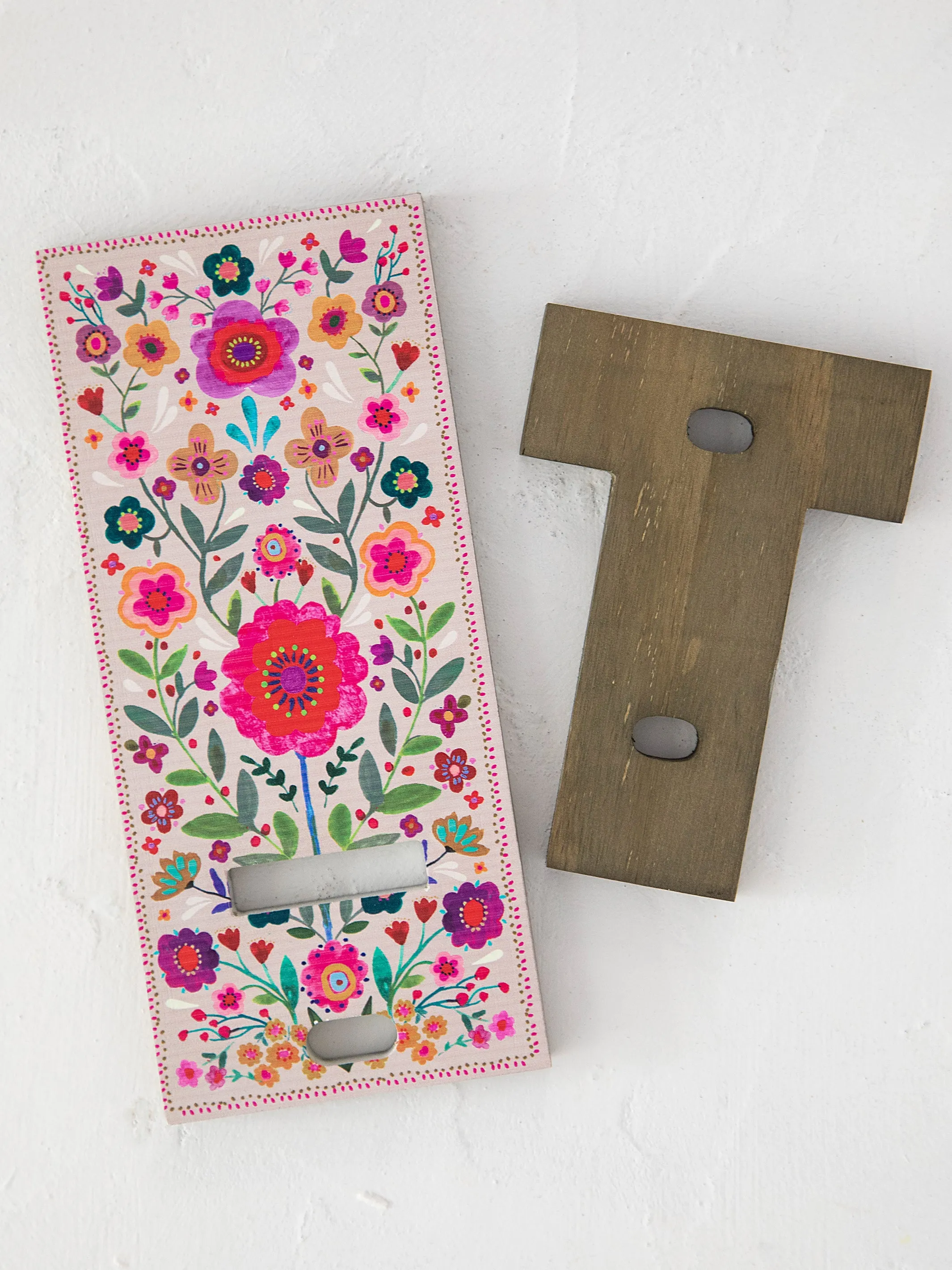 Wooden Phone Stand - Folk Flower