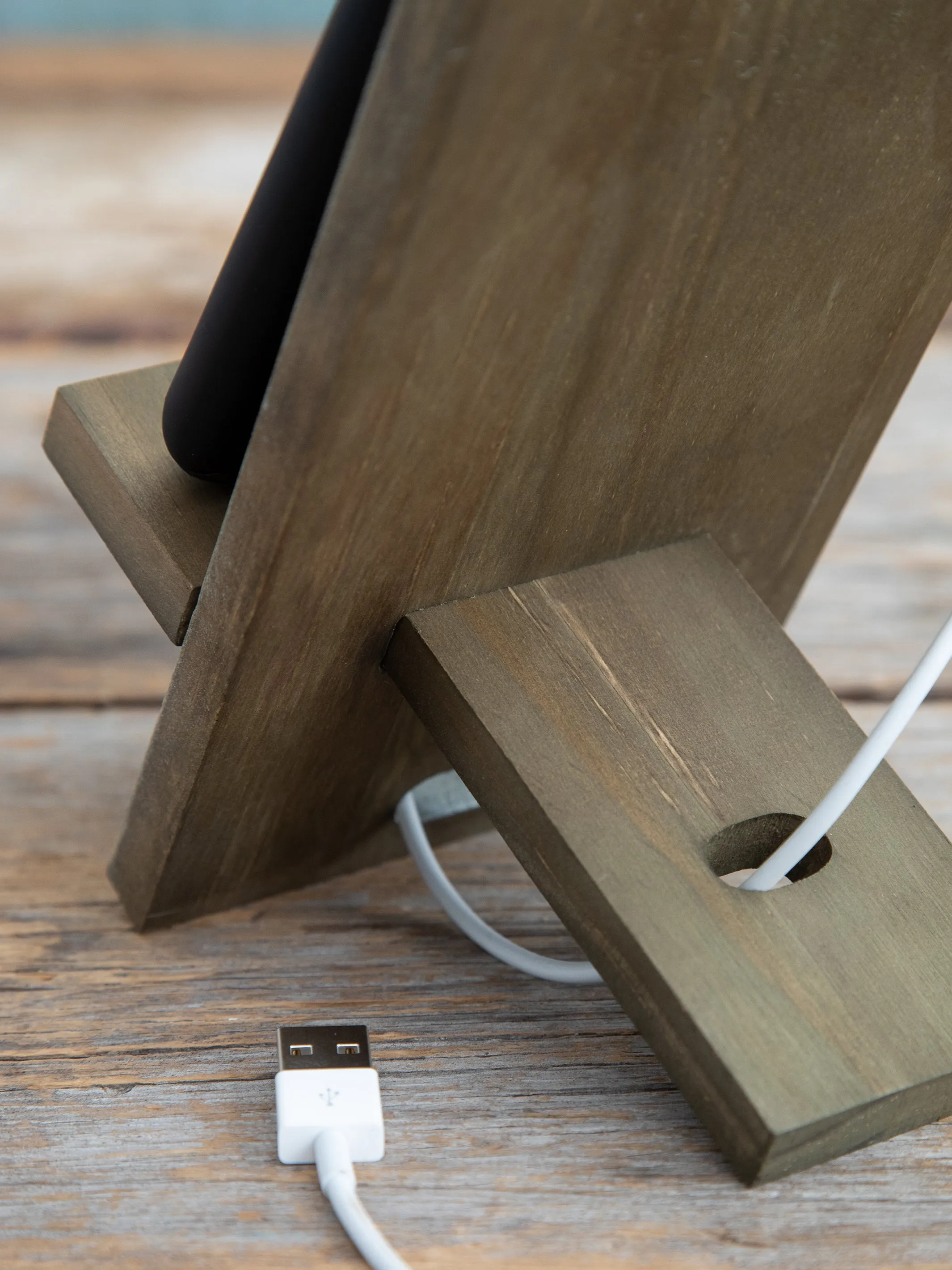 Wooden Phone Stand - Folk Flower