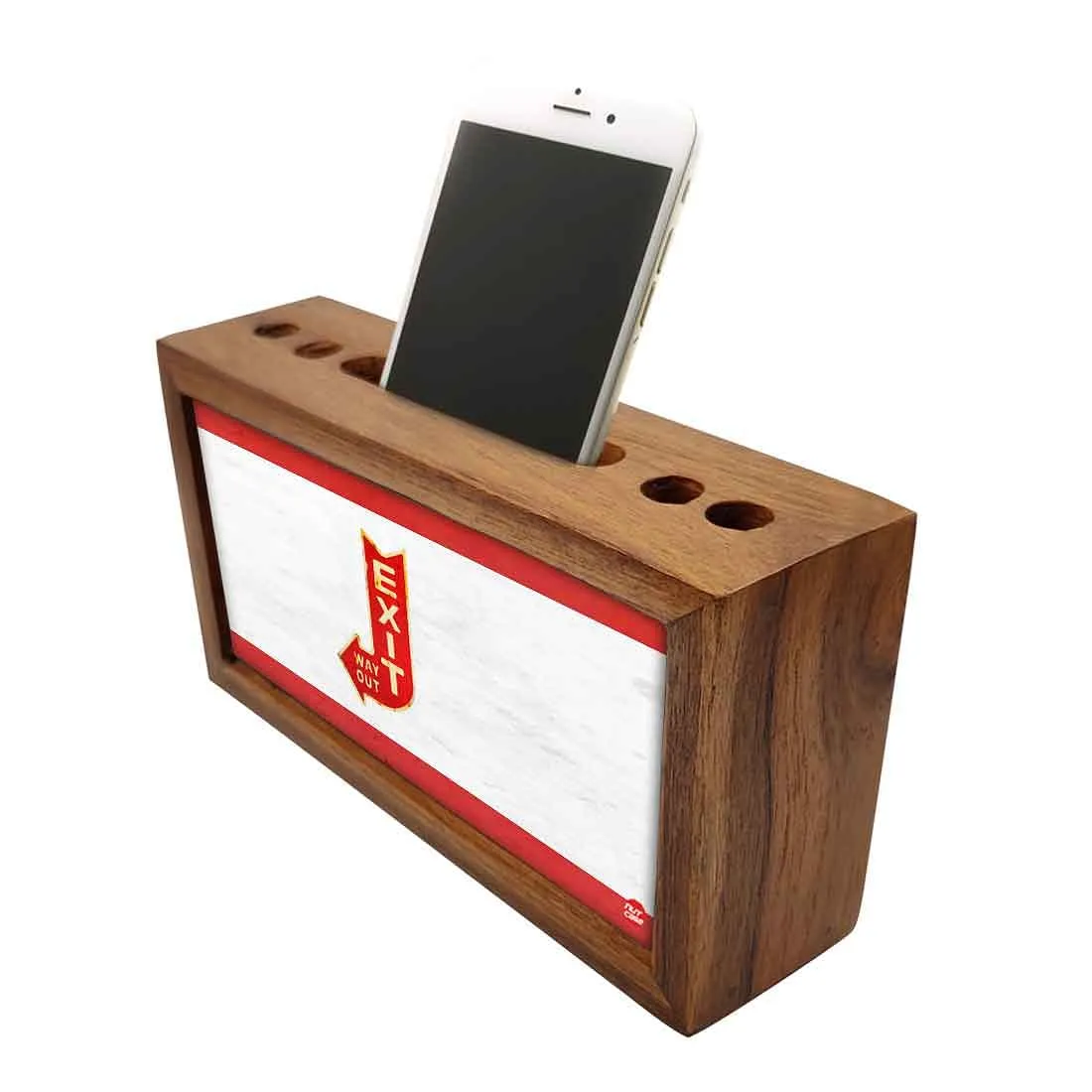 Wooden Stationery Organiser Pen Mobile Stand - Exit