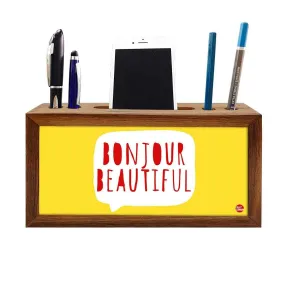 Wooden stationery organizer Pen Mobile Stand - Bonjour Beautiful