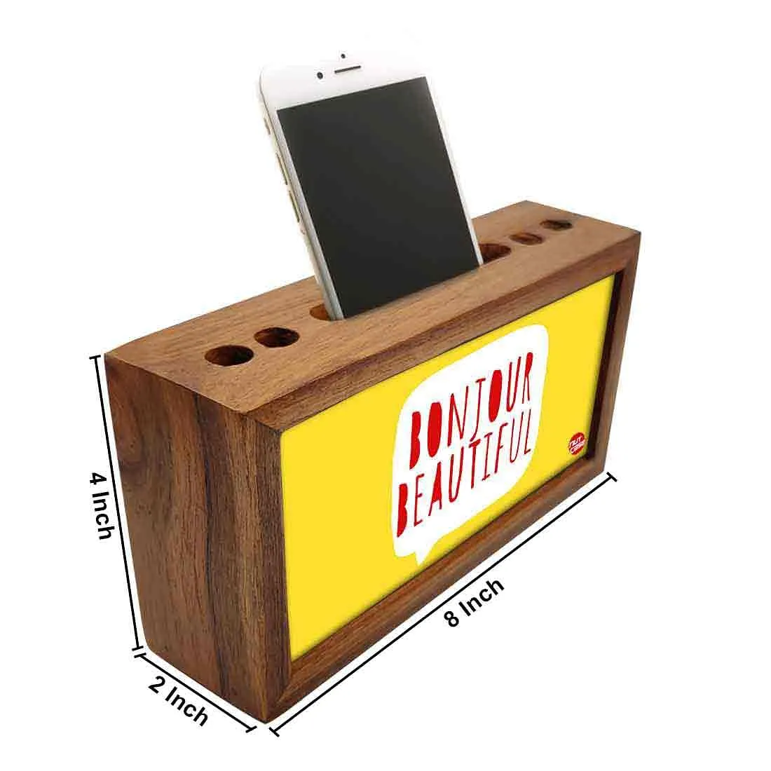 Wooden stationery organizer Pen Mobile Stand - Bonjour Beautiful