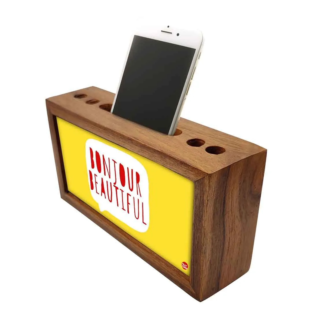 Wooden stationery organizer Pen Mobile Stand - Bonjour Beautiful