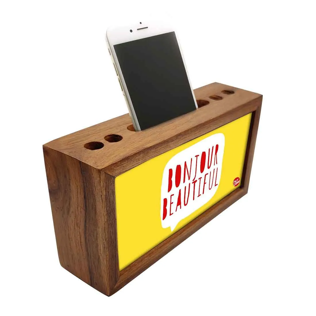 Wooden stationery organizer Pen Mobile Stand - Bonjour Beautiful