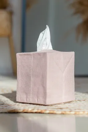 Woodrose Pink Linen Tissue Box Cover