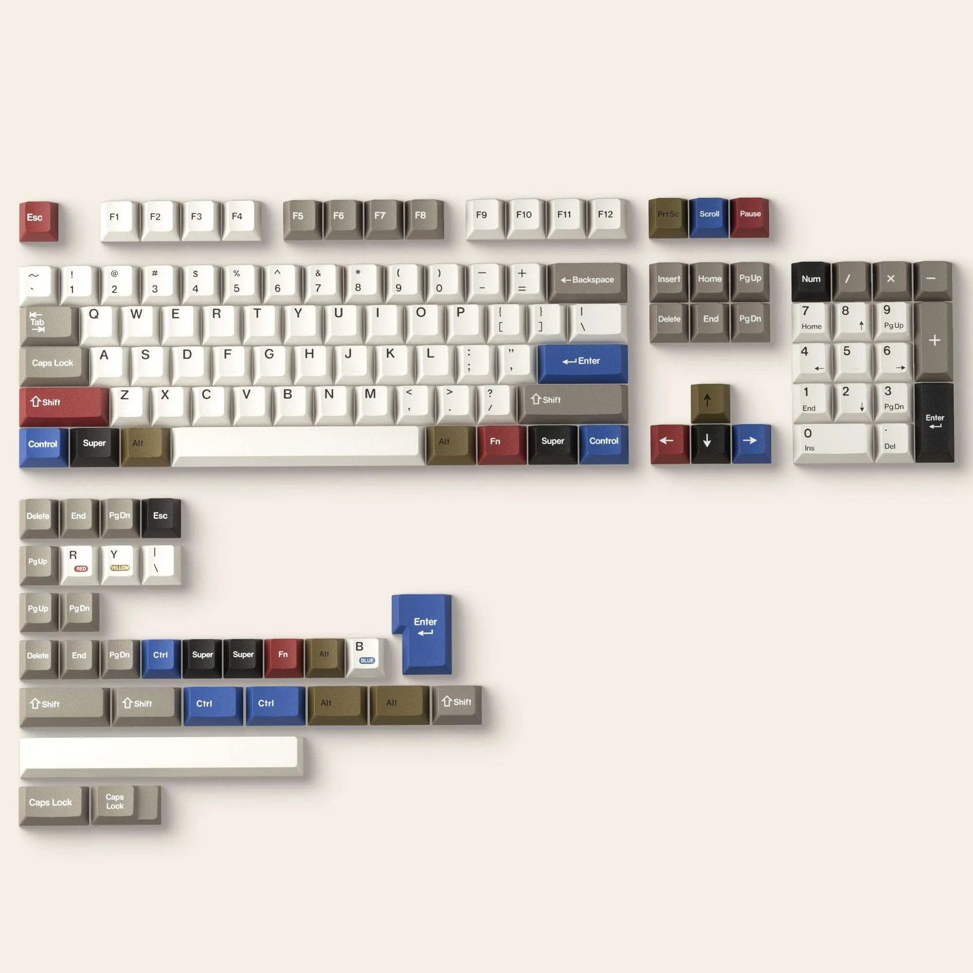 XVX RETRO 100  PALETTE Cherry Profile Dye-Sub PBT Keycaps Full Set  (134-Keys)